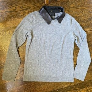 Rag & Bone grey sweater with leather collar